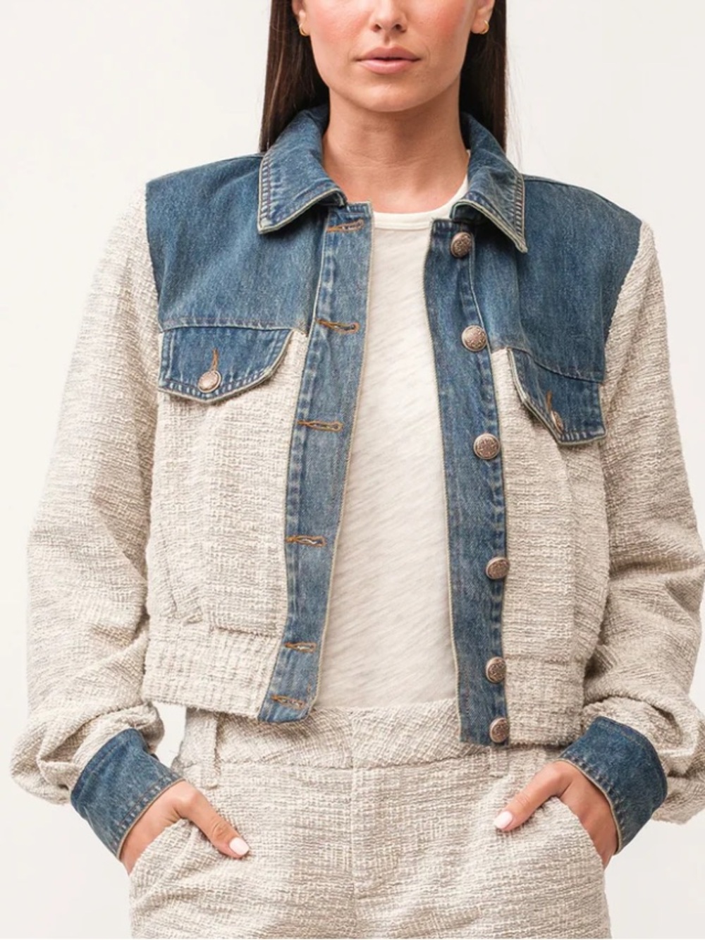 Dear John Women’s Large CHELSEE Denim & TWILL BOXY JACKET